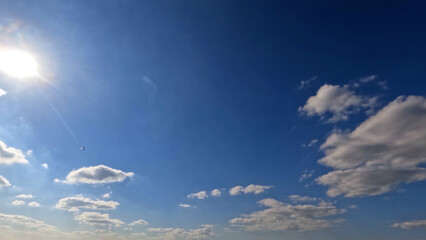 beautiful big clouds in the blue sky bg - photo of nature