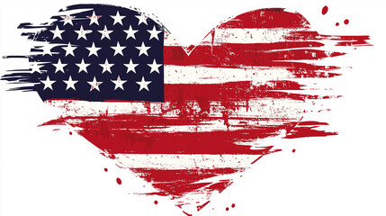 Grunge american flag forming a heart showing patriotism