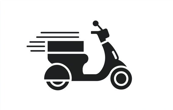 recommend clip art: Black delivery scooter delivering food order rushing fast icon