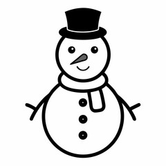 Black line art Christmas snowman black  silhouette, snowman in silhouette Christmas theme
