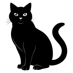 cat black silhouette vector,black cat, vector icon, silhouette,cat black vector,cat sitting