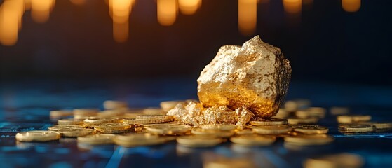 Gold price increase and currency devaluation amid economic uncertainty and financial crisis  photography concept with copy space for text overlay on the image