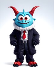 3d cute monster in business suit