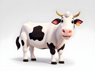 3d happy cow on white