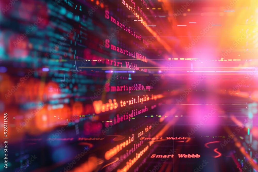 Poster Abstract Computer Code with Glowing Lines and Text