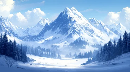 Landscape of snow moutain background. © BoszyArtis