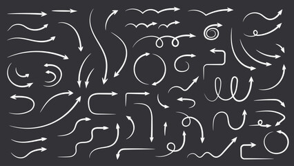 Hand drawn curved arrows collection, vector eps10 illustration