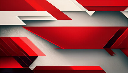 Bright technology geometric abstract banner design with red and white shapes