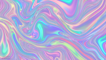 Holographic foil neon trend wavy abstract background