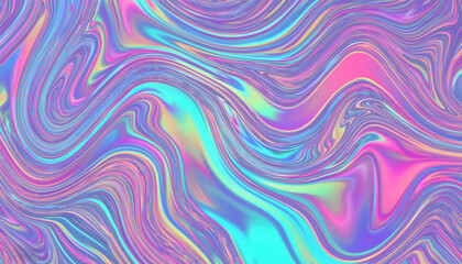 Holographic foil neon trend wavy abstract background