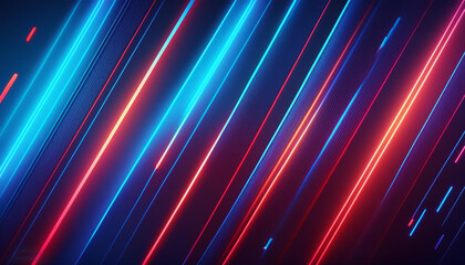 Sci-fi blue and red neon lines abstract hi-tech banner