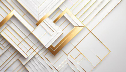 White geometric tech background with abstract golden lines