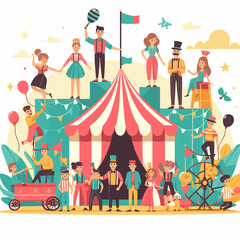 Fototapeta premium A group of people are standing under a circus tent