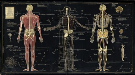 A detailed diagram of the human endocrine and nervous systems, showcasing their role in controlling bodily functions