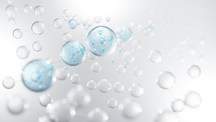 Molecules Cosmetic serum, Cosmetic Essence, Skin Rejuvenation, Cosmetic Background, 3D Rendering