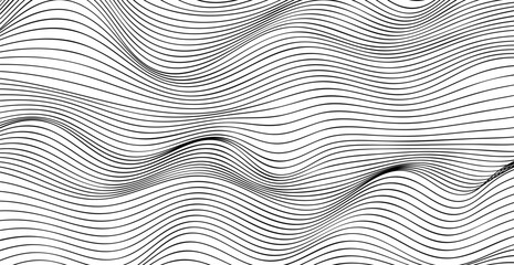 Black And White Wave Lines Pattern Abstract Background. Vector Illustration. Wallpaper. Banner