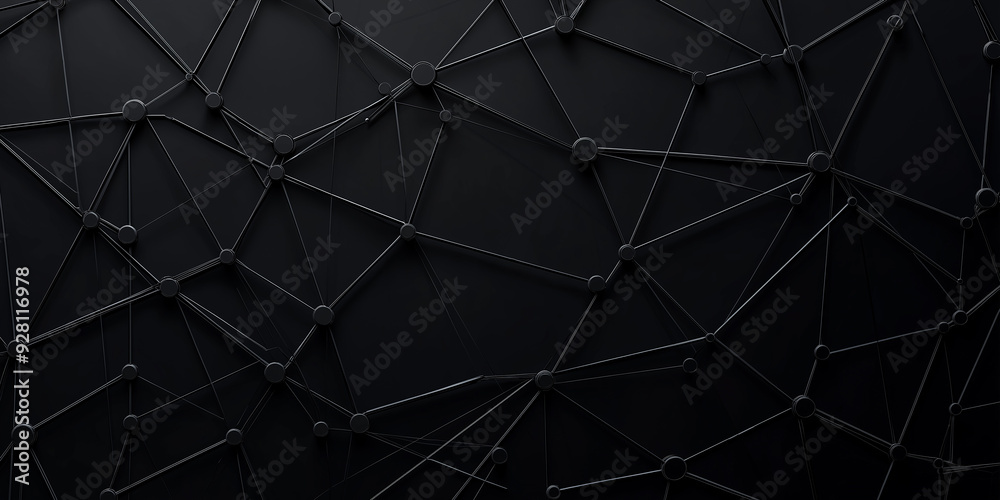 Poster Abstract network is connecting dots with lines on dark background