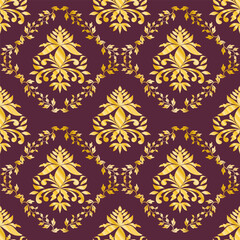 Classic Damask Gold Seamless Pattern, Vector Illustration for Elegant Textile Design, Rich ornament, old Damascus style gold pattern for wallpapers, textile, packaging, background, luxury products