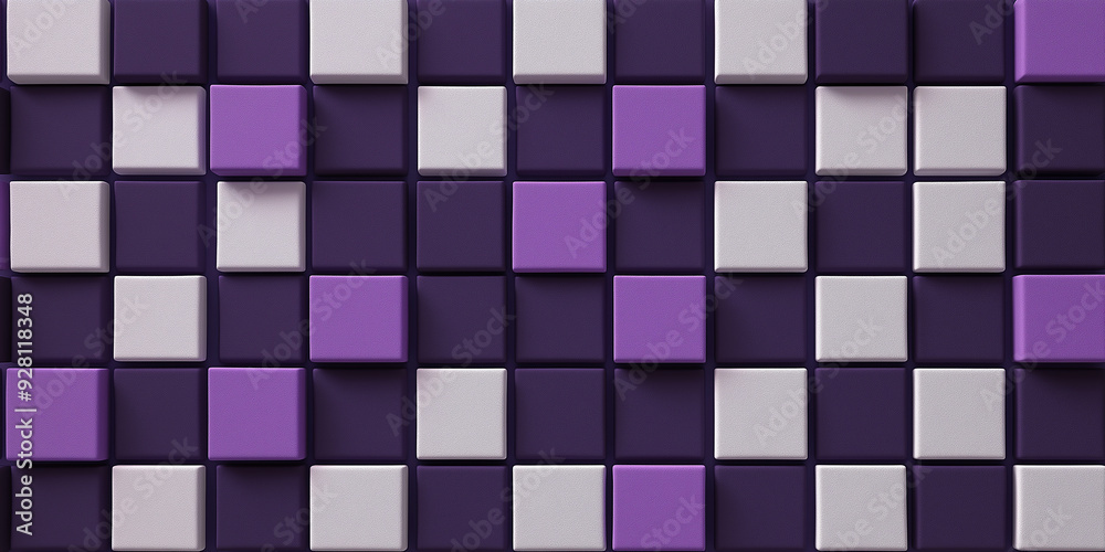 Poster Abstract background with purple and white cubes creating modern pattern
