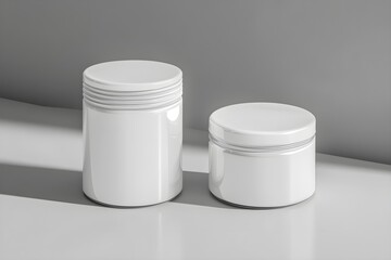 High Level Angle Two Jar White Blank 3D Mockup