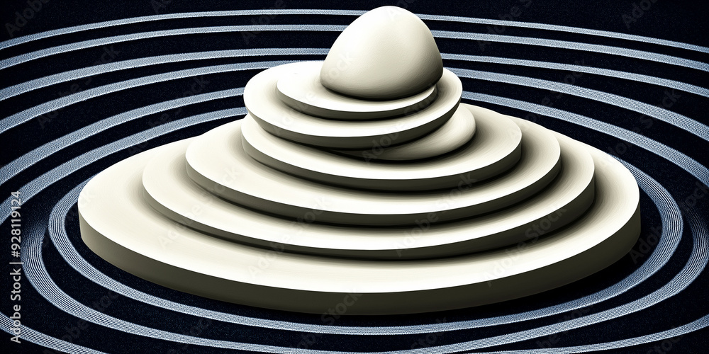 Aufkleber white concentric circles forming a pyramid on a textured background