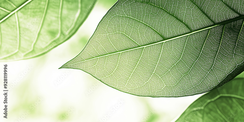 Aufkleber green leaves structure showing leaf veins forming beautiful pattern