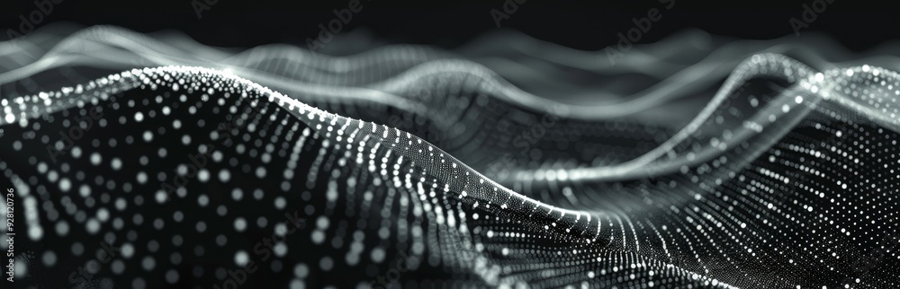 Aufkleber Abstract Wavy Pattern of White Dots on Black Background