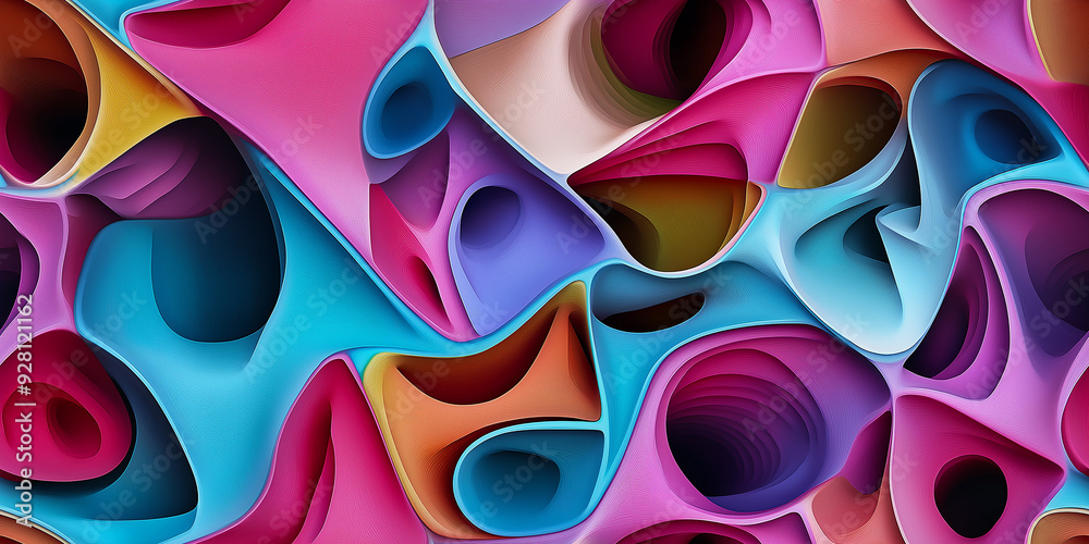 Leinwandbilder abstract background with organic shapes creating a sense of depth and fluidity