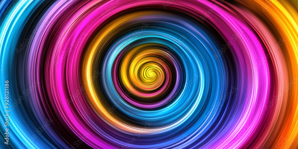 Wall mural colorful spiral background creating tunnel effect with light trails