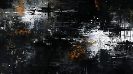 Naklejka premium Abstract Black and White Texture with Orange Accents
