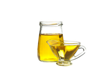 PNG, Sunflower oil in glass jugs, isolated on white background