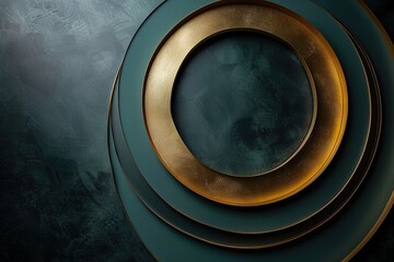 Abstract background with green and gold circular shapes.
