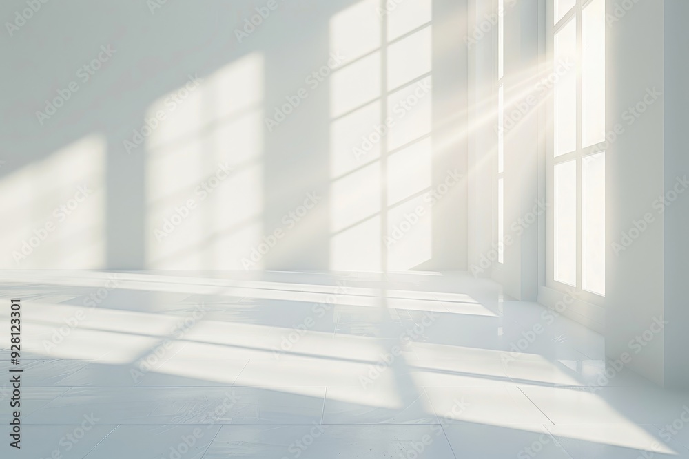 Aufkleber sunlight streaming through a window in a white room