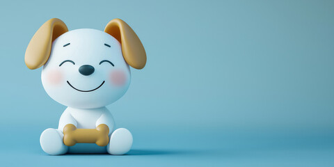 Fototapeta premium Cute dog with a bone, generative AI