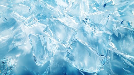 Fototapeta premium Close-Up Photograph of Clear Ice Cubes Displaying Rich Texture and Transparency