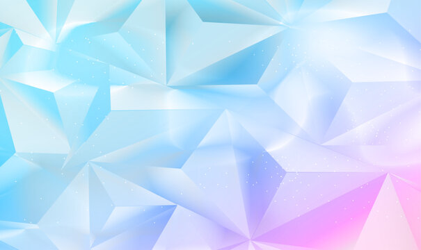 Abstract background of low poly frosted glass surface, polygon shapes. Low poly crystal faceted gemstone background for New Year, Christmas Banners or Winter. Frozen window illustration. Vector EPS10.