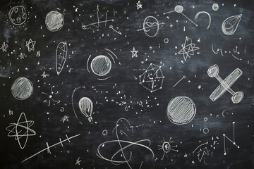 Education concept - empty wooden table and chalkboard background for product display