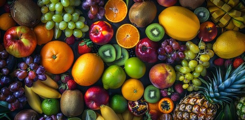 A Colorful Arrangement of Fresh Fruits
