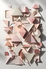 Geometric Paper-Cut Composition with Layered Shapes and Soft Gradients