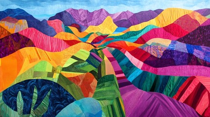 Fototapeta premium Abstract Mountain Landscape in Vibrant Colors