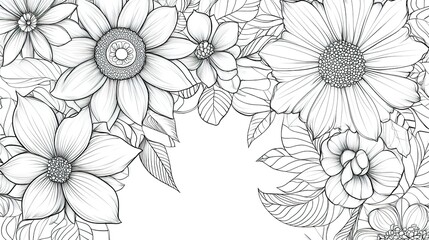 Intricate Flower Designs for Relaxation and Stress Relief: Detailed Coloring Page Featuring Elaborate Flower Patterns Ideal for KDP Interiors