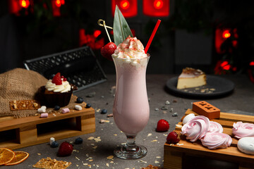 Strawberry milk cocktail