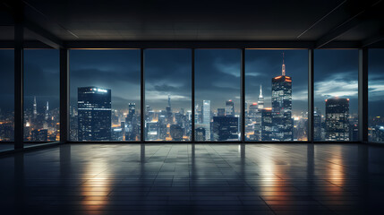 Fototapeta premium Design concept of modern commercial space at night