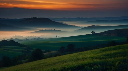 sunset over the mountains
