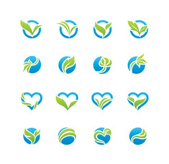 Leaf and Water Logo Set 