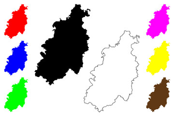 Pfaffenhofen district (Federal Republic of Germany, rural district Upper Bavaria, Free State of Bavaria) map vector illustration, scribble sketch Pfaffenhofen map