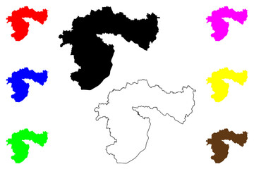 Passau district (Federal Republic of Germany, rural district Lower Bavaria, Free State of Bavaria) map vector illustration, scribble sketch Passau map