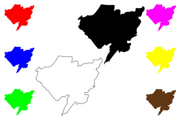 Pirmasens city (Federal Republic of Germany, State of Rhineland-Palatinate, Urban district) map vector illustration, scribble sketch Pirmasens map