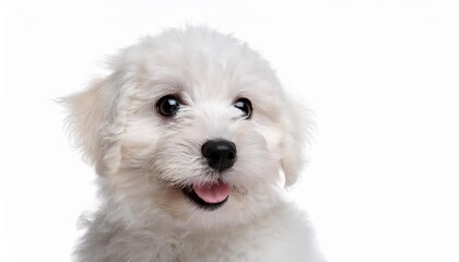 Obraz premium 笑顔のボロニーズの子犬のポートレート（Portrait of a smiling Bolognese puppy on white background） 