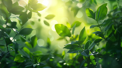 Serene Natural Greenery Backdrop with Subtle Sunlight Filtering, Calming Nature-Inspired Scene